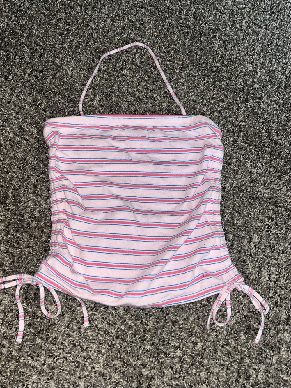 American Eagle Outfitters Pink Striped Halter Crop Top